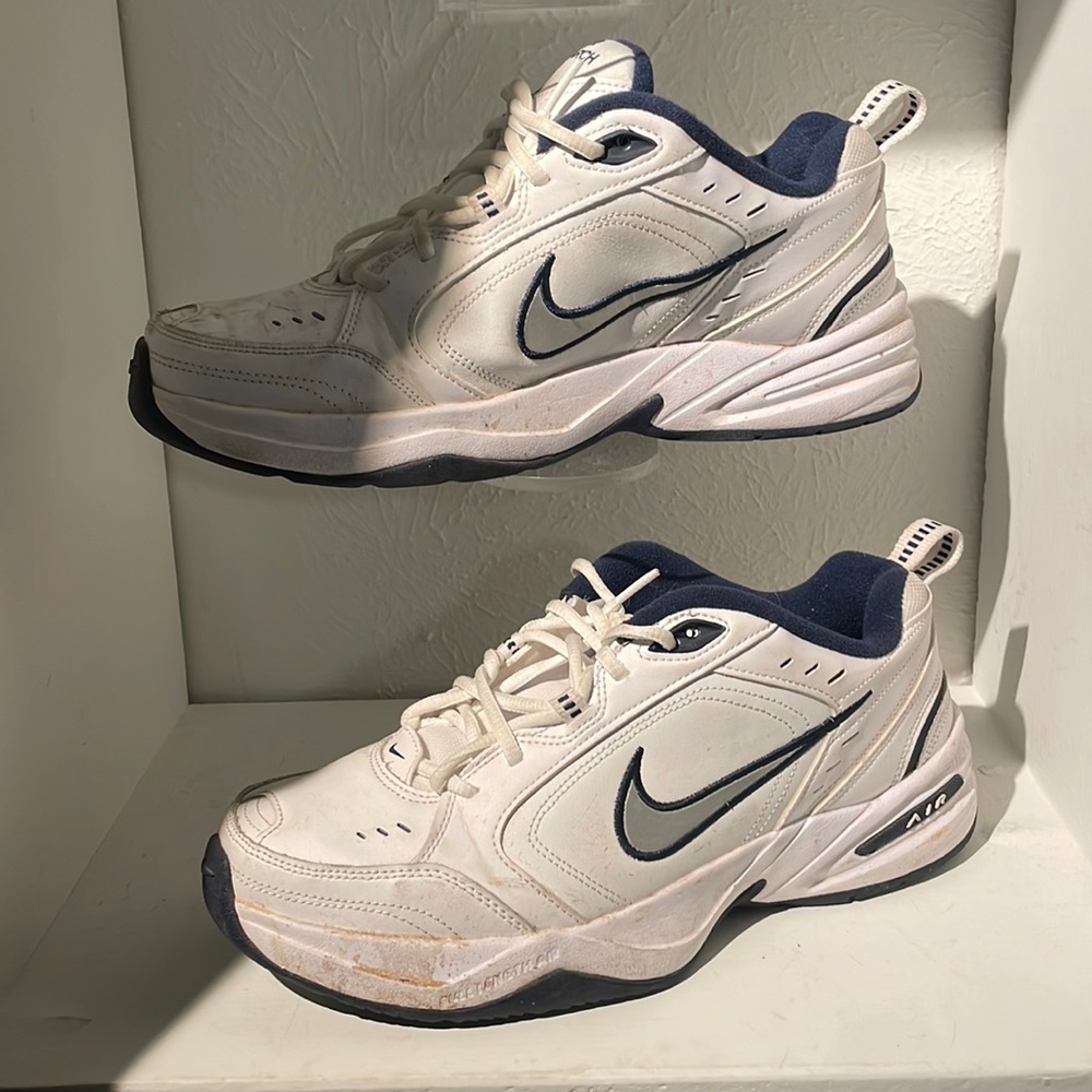 Nike Air Monarch, Men's Size 10.5, White/Blue/Silver
